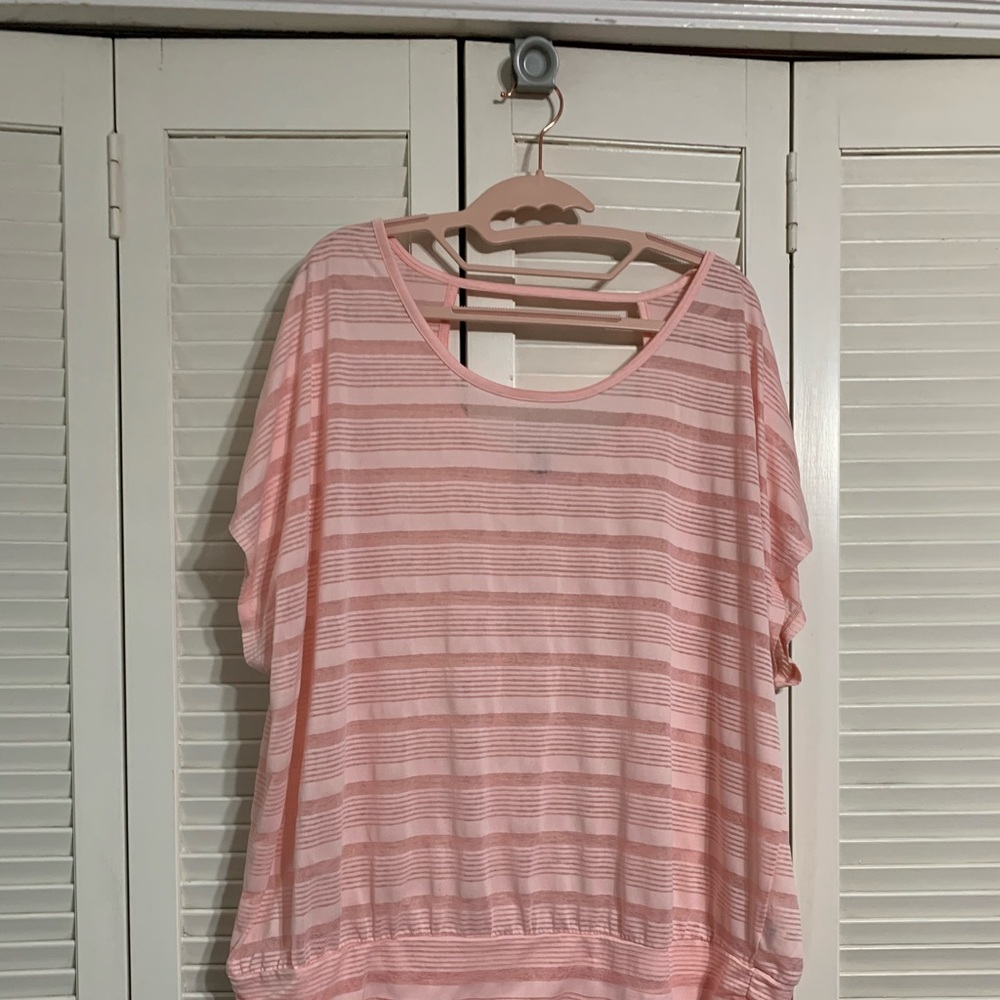 3/$20 Lane Bryant pink striped short sleeve top